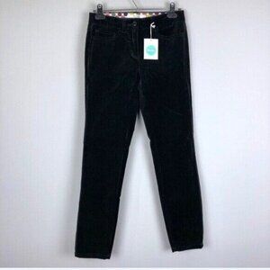 Boden Black Velvet Skinny Pants NWT US Size 2 R Trousers Womens